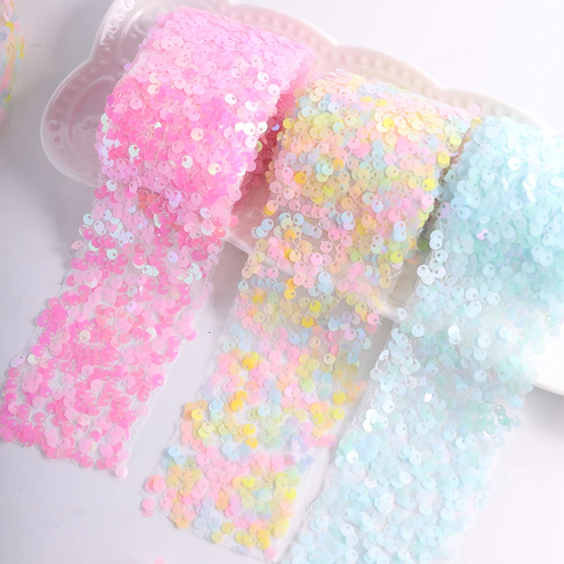 Sequins Organza Ribbon 5yards/lot 80mm For Gift Bow Packaging Clothes Sewing ribbon decoration ribbon supplies organza ribbon wrapping ribbon sewing ribbon sequins ribbon