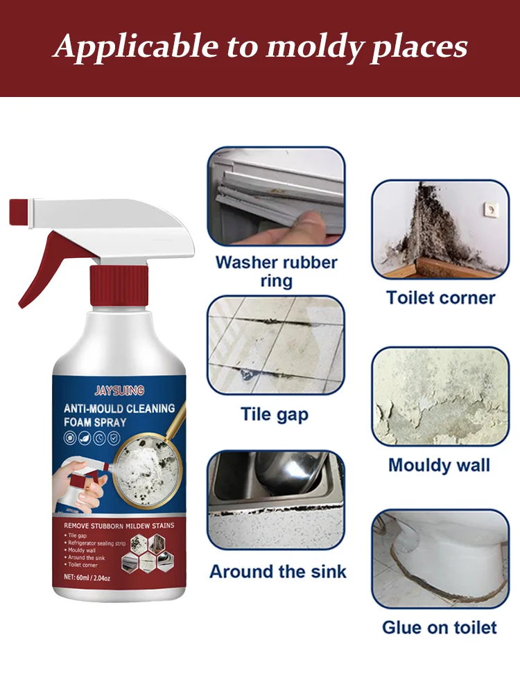 60ML Kitchen Anti Mold Foam Spray Cleaner Remover Degreaser Cleaning Washing Machine Spray Toilet Moldy Remover Wall Joint T6Z5 cleaning spray bathroom cleaner mold remover gel hard surface cleaner
