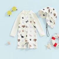 Baby Boy Swimwear Set, Whale Print Long Sleeve Rash Guard Swimsuit Sun Hat Toddler Bathing Suit Outfit 0-3T 2