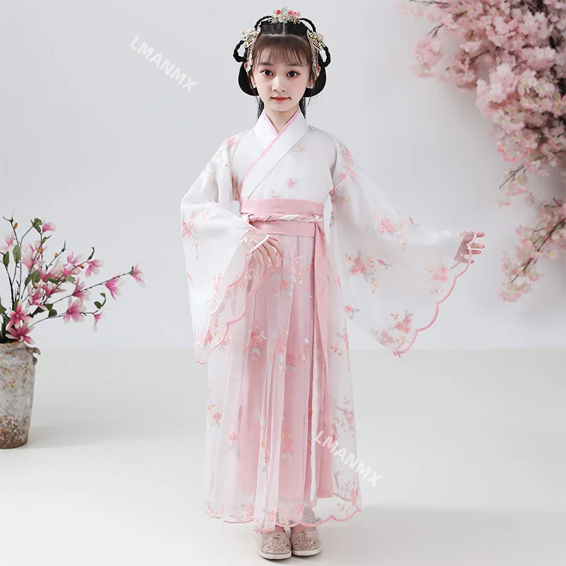 

Hanfu Girls Spring and Autumn Children's Chinese Style Tang Costume Ancient Costume Super Immortal Dress Princess New