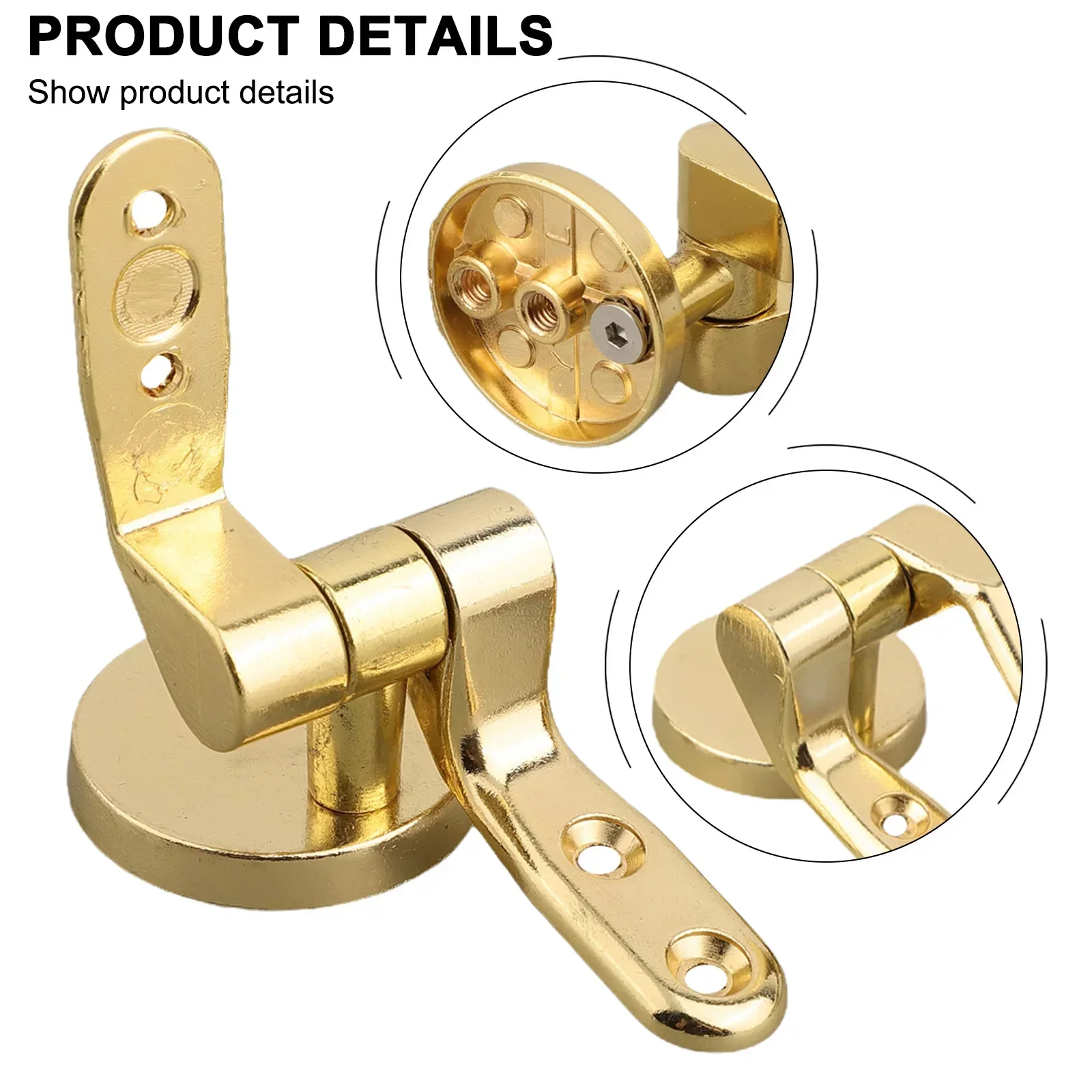 1pc Toilet Seat Hinges Zinc Alloy Gold Household Toilet Cover Mounting Connector Replacement Accessory Kit