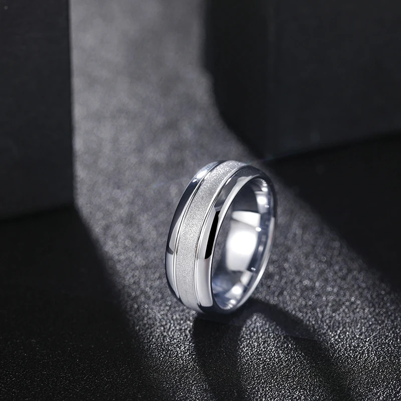 Tigrade 8mm Tungsten Carbide Rings For Men 24K Gold Plated Polished Edge Sandblasted Domed Wedding Ring Engagement Band Jewelry 4