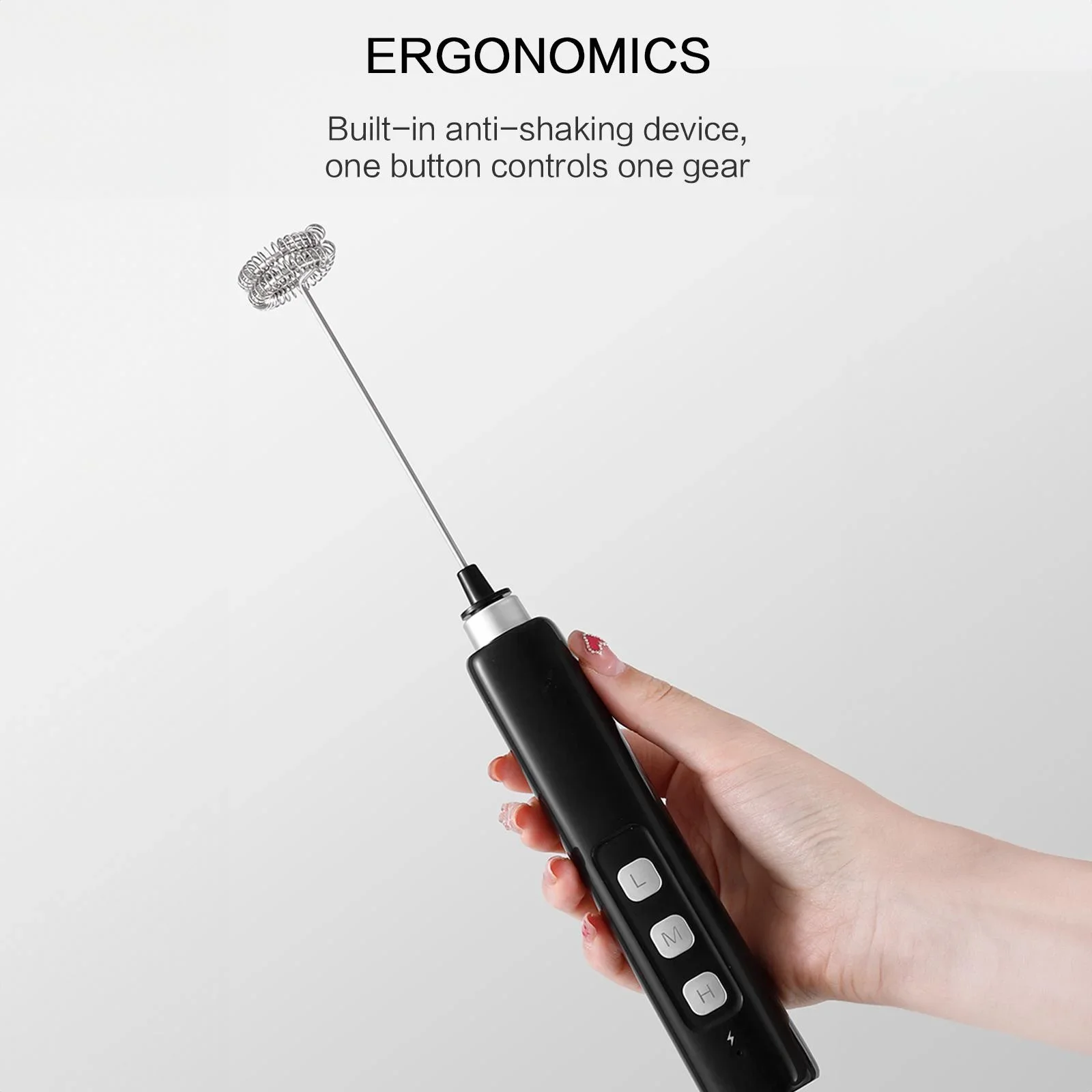 Rechargeable 3-Speed Handheld Milk Frother and Multi-Functional Electric Mixer with Baking Attachments