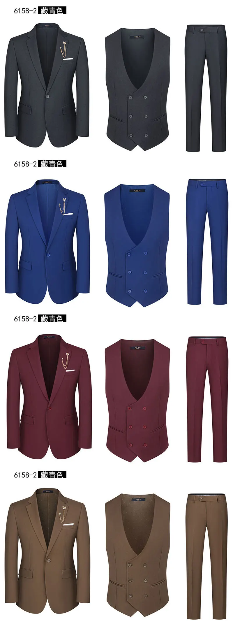 New Men's Summer Thin (suit + Vest+ Trousers) One Button Fashion Handsome Business Suit Suit Dress Three-piece Set