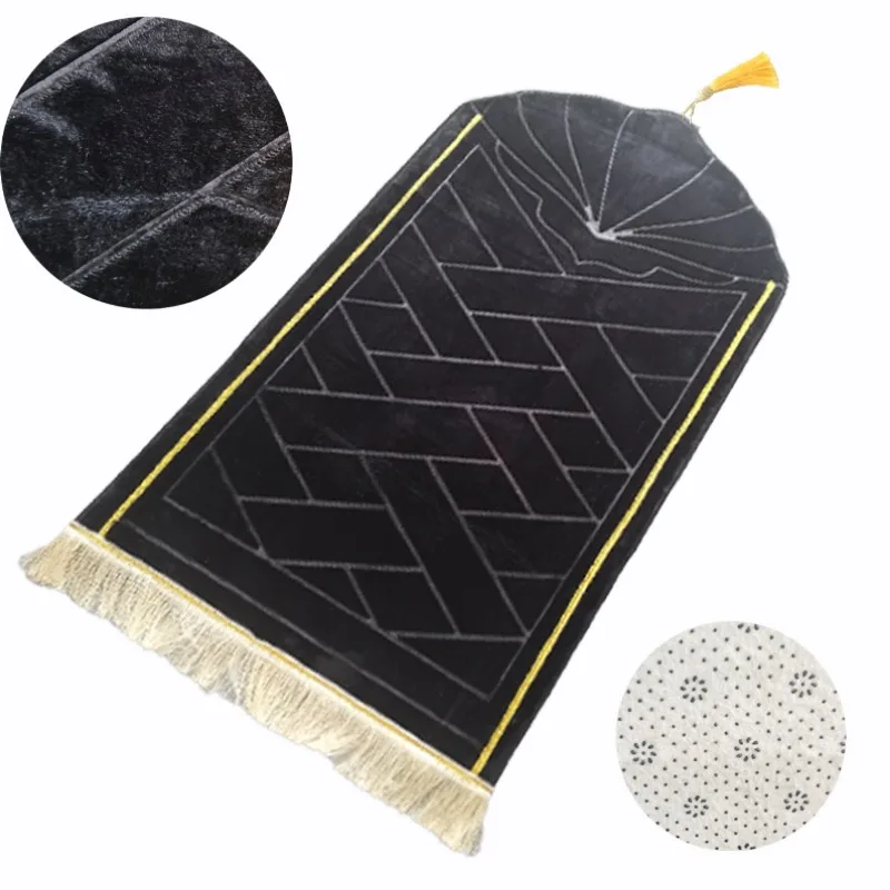 Portable Soft Muslim Prayer Rug Anti Slip Thick Prayer Mat Ramadan Worship Kneel  Embossing Carpet Eid Wedding Birthday Present