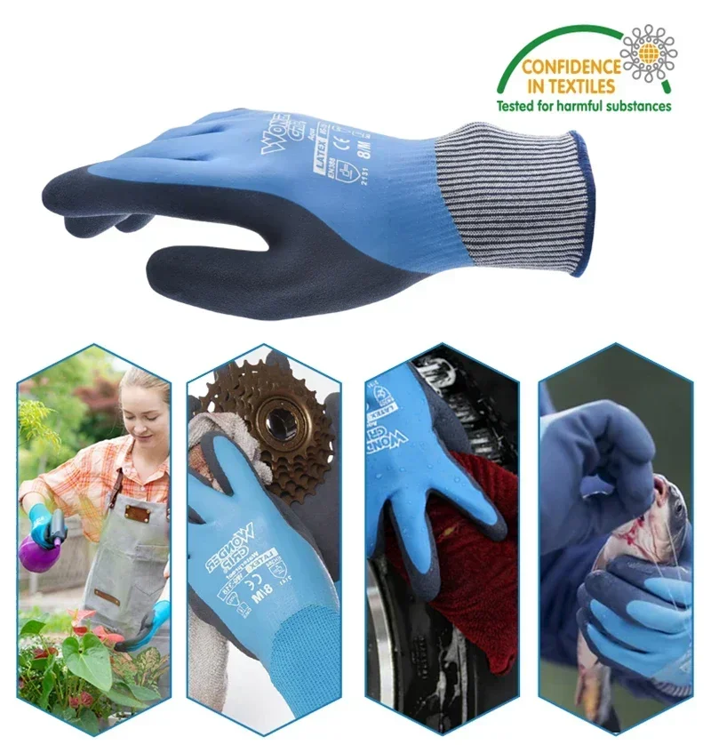 Safety Waterproof Work Gloves Double Coated Nylon Comfortable Latex Foam work gloves,waterproof gloves,protective gloves