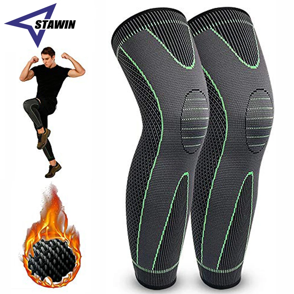 Compression Knee Brace Fashion Anti-slip Elasticity Long Knee Protector Leg Sleeve Calf Knee Support Full Leg Warm Sport Kneepads