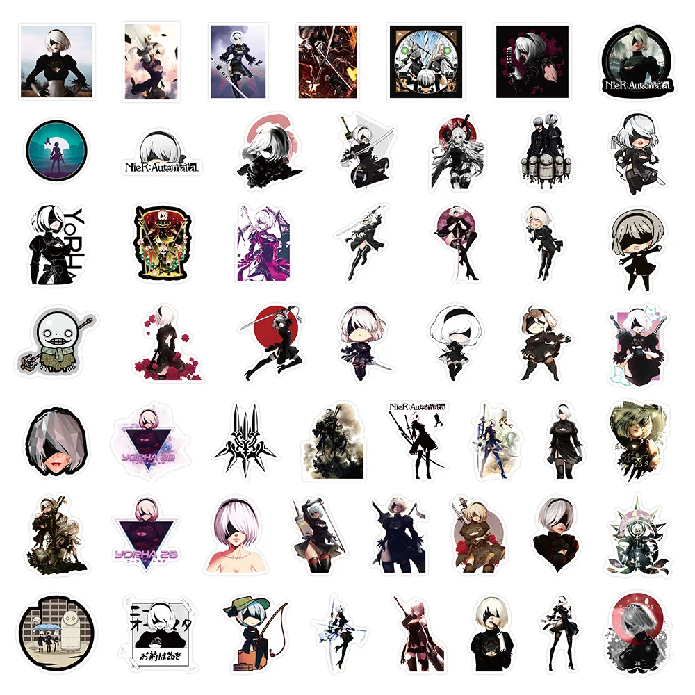 10/50PCS NieR Automata 게임 스티커 개인화 된 멋진 크리 에이 티브 장식 스케이트 보드 헬멧 오토바이 스티커 어린이 장난감