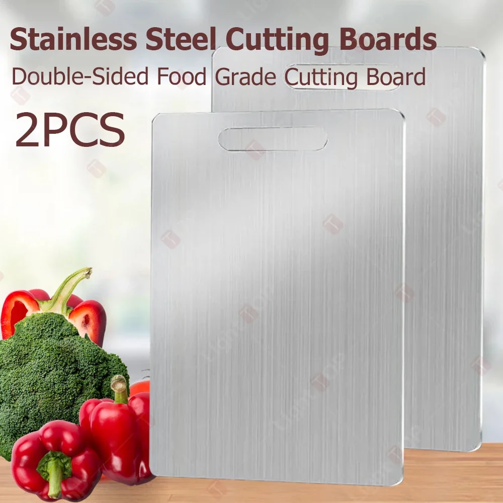 Stainless Steel Cutting Board for Kitchen Titanium Cutting Boards Portable Fruit Meat Chopping Double-Sided Board