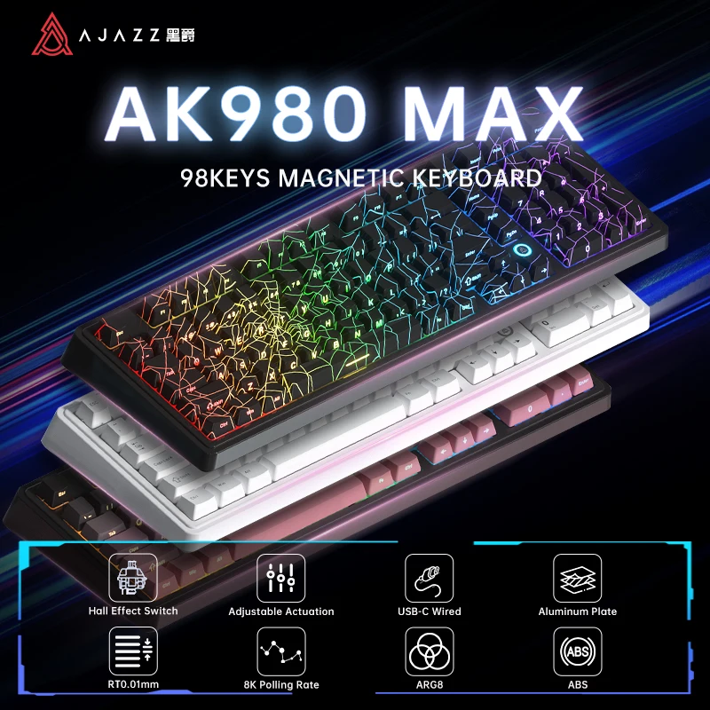 AJAZZ AK980 MAX Wired Magnetic Switch Keyboard 0.01mm 8K