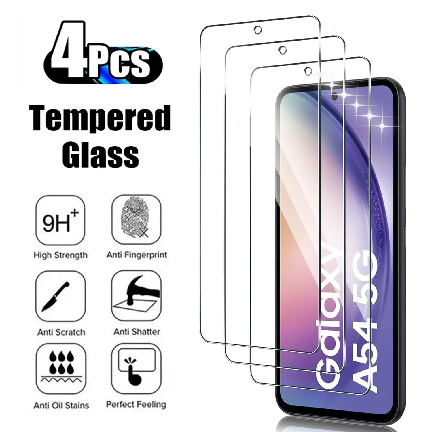 цена 2/4Pcs For Samsung Galaxy A54 5G Tempered Glass Screen Protector Glass