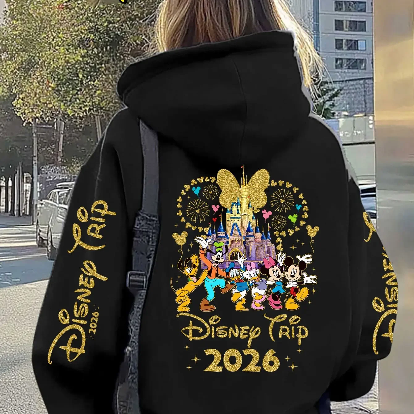 Disney 2026 Classic Cartoon Pattern Men's Hoodie Autumn/Winter Retro Casual Unisex Couple Street Style Top camouflage hoodie men fleece jacket men camo hoodie