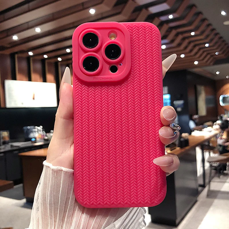 Fashion 3D Woven Pattern Matte Soft Silicone Shockproof Phone Case