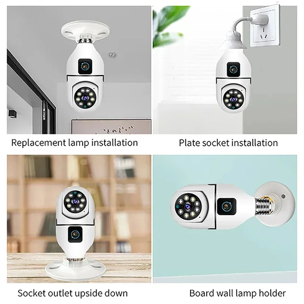 8M E27 Bulb WiFi Surveillance Camera Dual Lens Indoor Monitoring V380 pro App Security Video Monitoring Camera 5