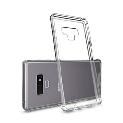 Sleek Shockproof Transparent Silicone Phone Case with Colored Edges for Galaxy Note 9 (Clear White)