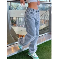Jeans For Woman Y2k Clothes High Waist Loose Fit Plus Size Stretch Denim Casual Vintage Washed New Trendy Fashion Casual