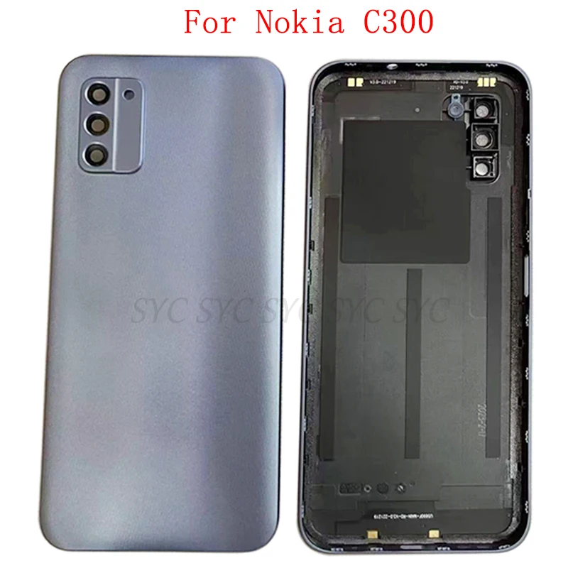

Крышка батарейного отсека, задняя крышка корпуса для Nokia C300, задняя крышка с объективом камеры, запчасти для ремонта логотипа
