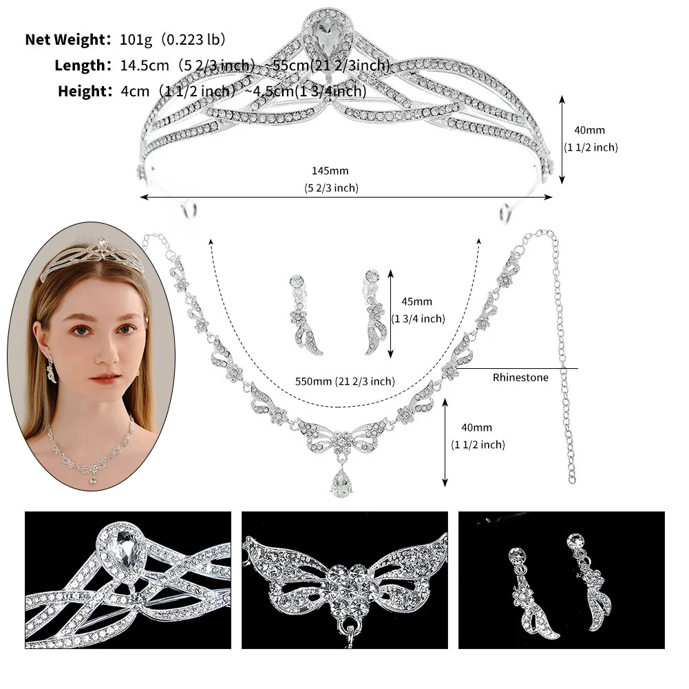 Crown Tiaras Set Headbands Headpiece Crystal / Rhinestone Alloy Wedding Party / Evening Retro Sweet With Necklace Earrings Set