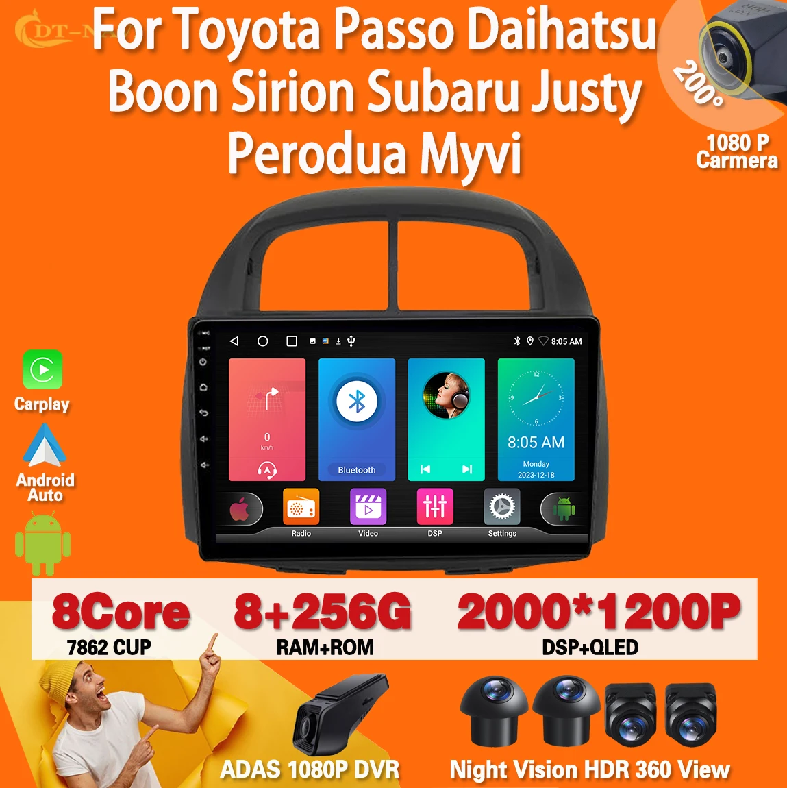 

Android 13 для Toyota Passo Daihatsu Boon Sirion Subaru Justy Радио стерео Мультимедийный Плеер навигация GPS No 2din DVD 4G WIFI