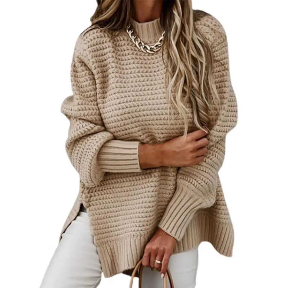 

Women's Sweater Half High Collar Solid Color Pullover Fashion Autumn Winter Elegant Temperament Tops Commuting Women's Clothing