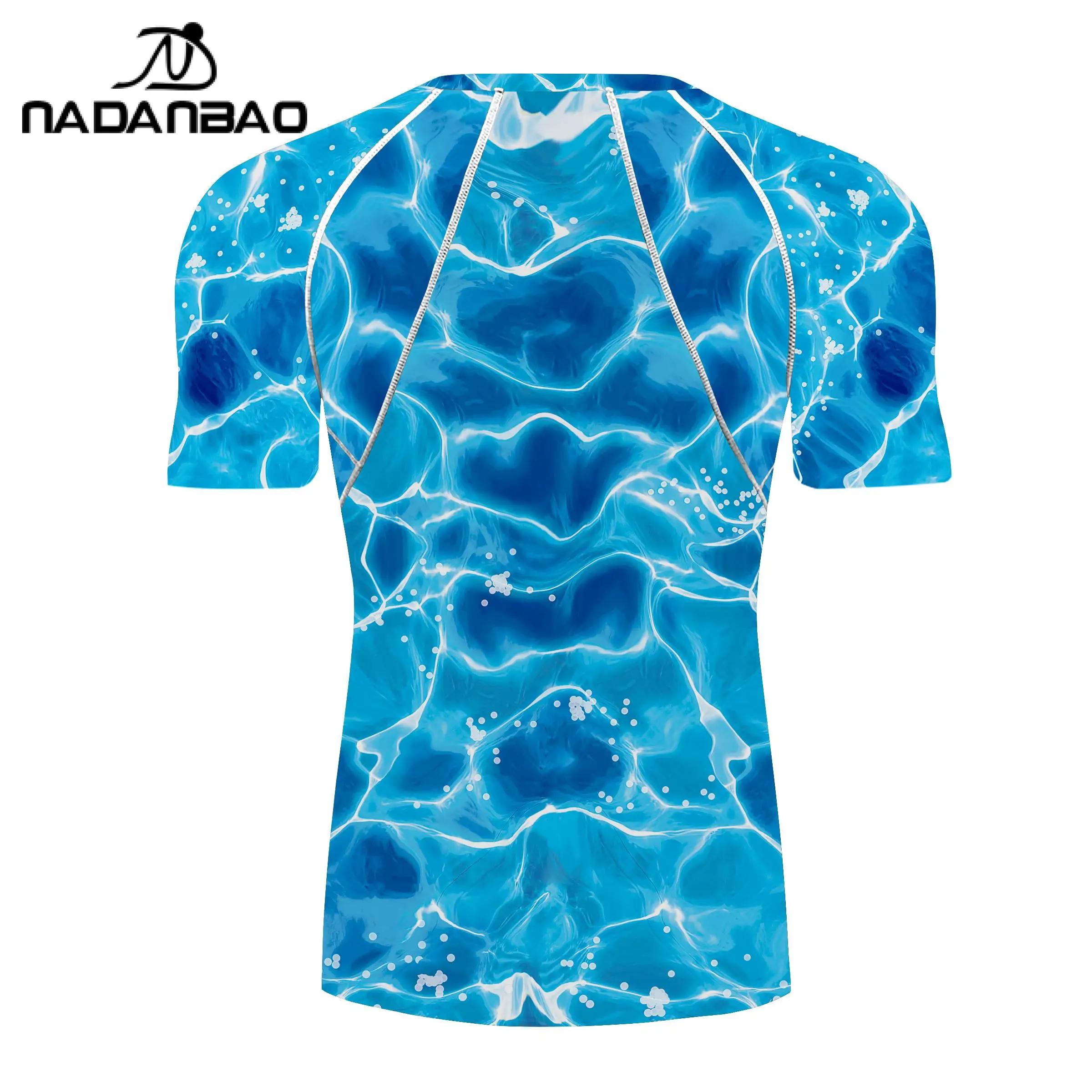 Nadanbao Men Outdoor Fashion Bodysuit Swimsuits Party Swimwear Fitness T-Shirt Beach Gym Top Surfing Quick Drying Clothing