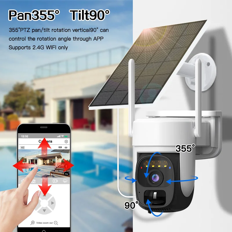 SZSINOCAM Wireless Solar-Powered Camera Single-Lens WiFi Pan-Tilt Camera Outdoor Video Surveillance Camera with Built-in Battery 2
