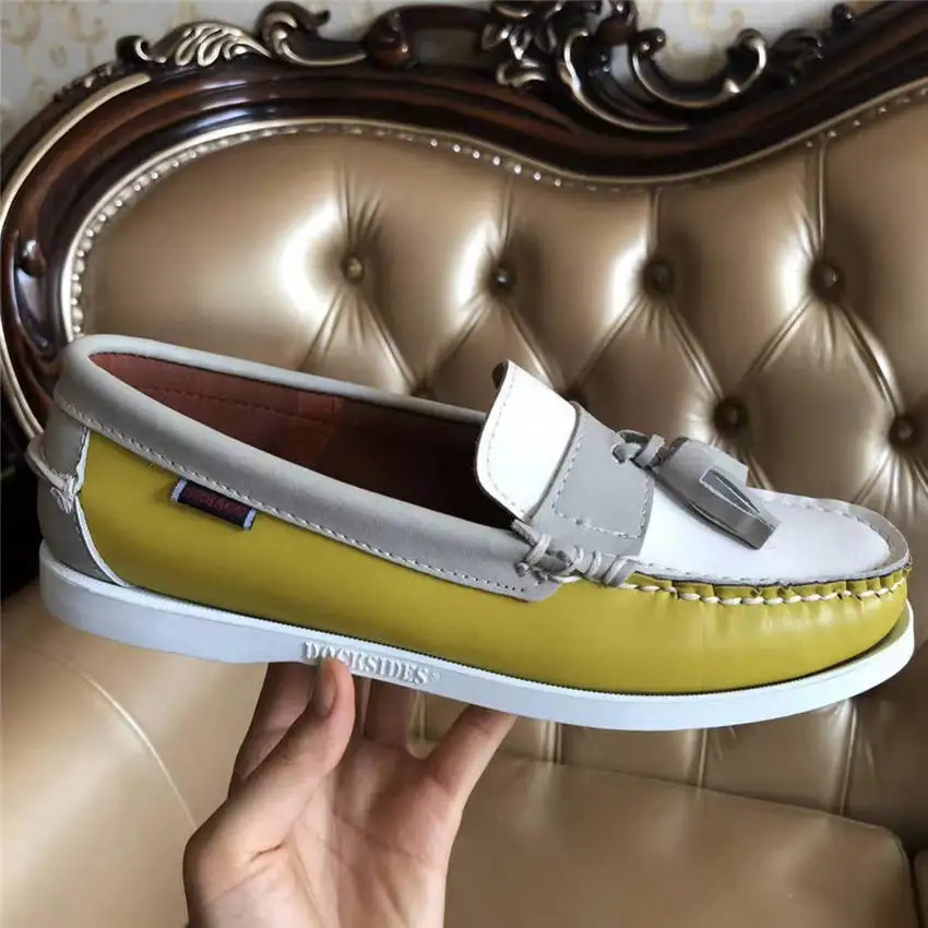 

Men Genuine Leather Driving Shoes,Slip On Docksides Classic Boat Shoe,Brand Design Flats Loafers For Men Women 2022A12