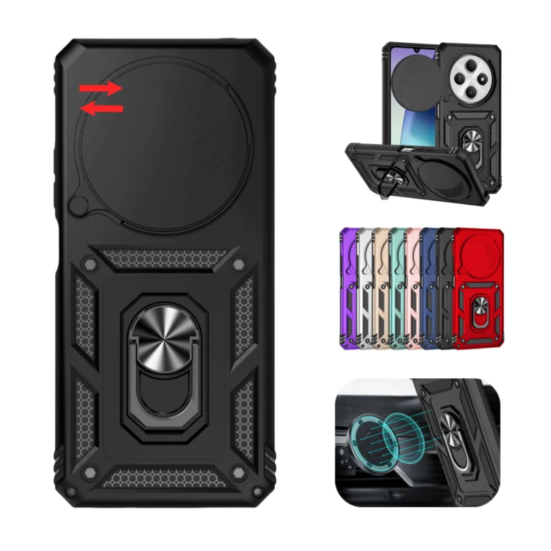 Armor Protective Case with Slide Camera Cover and Magnetic Ring Stand