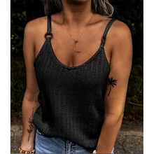 2022 Summer Women'S Fashion Casual Sleeveless Backless Top Solid Color Sling Ladies Off Shoulder Shirt Loose Cammy Tank Top 