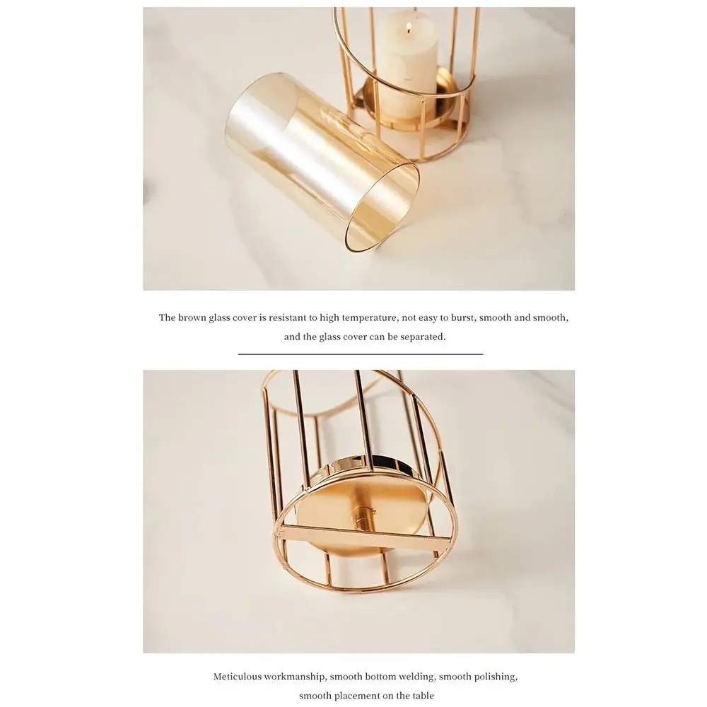 Golden/Black Metal Glass Candle Holder Detachable Non-slip Desktop Decorative Vase Rust-proof Ornaments European Candle Stand