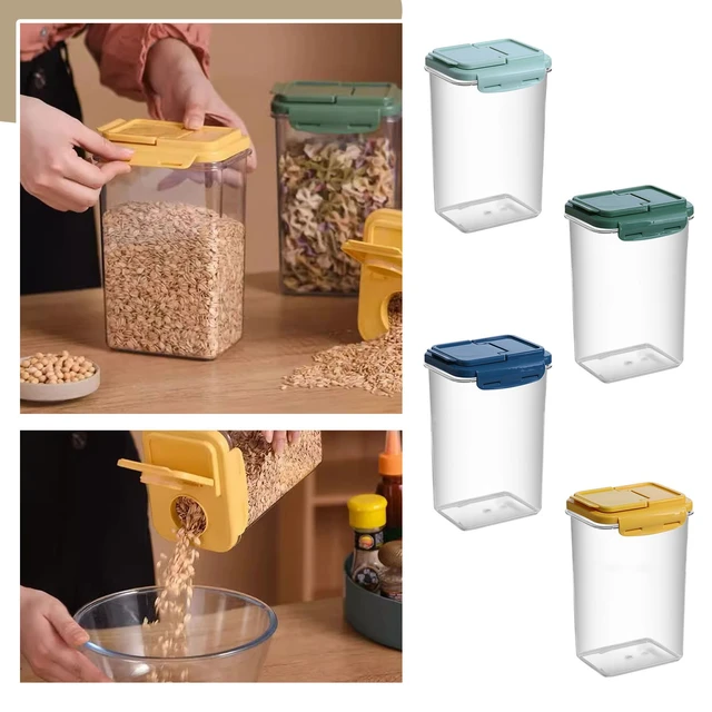 Food Storage Containers With Easy Lock Lids Plastic Cereal For Kitchen  Pantry Fresh New Clear Organization And Storage Jar - AliExpress