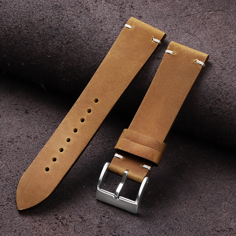 Premium Calfskin Leather Universal Sport Watch Band - Brown Replacement Strap