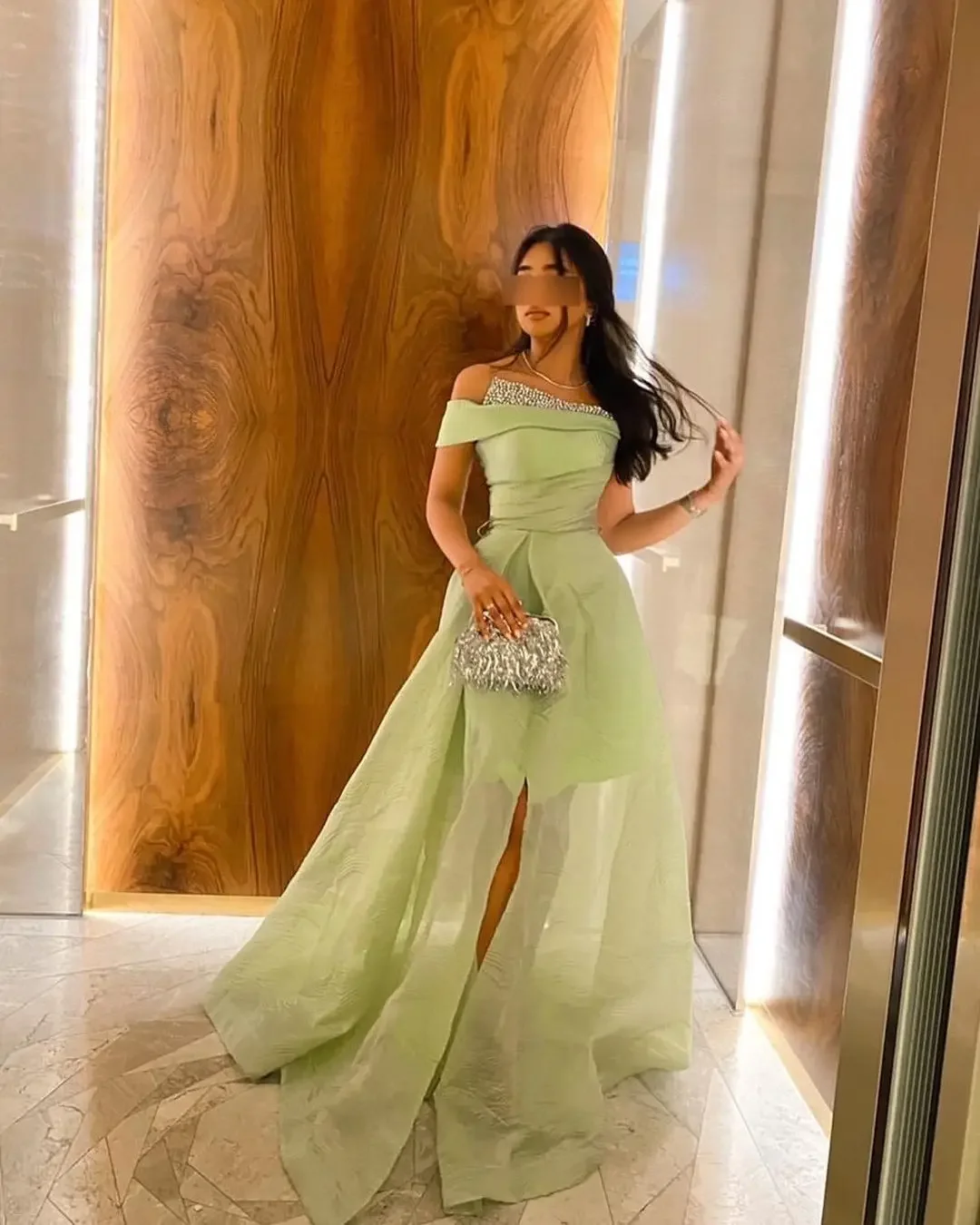 

2023A-Line Off The Shoulder Evening Dresses Floor Length Side Split Tulle Prom Gown Saudi Arabia Women's Formal Long Party Dress