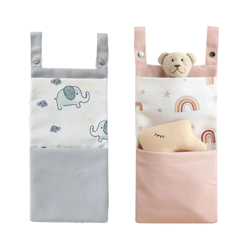

67JC Multifunctional Baby Bed Diaper Bag Toy Storage Pouch Portable Nappy Storage Bag Multiple Pockets Holder Organizers