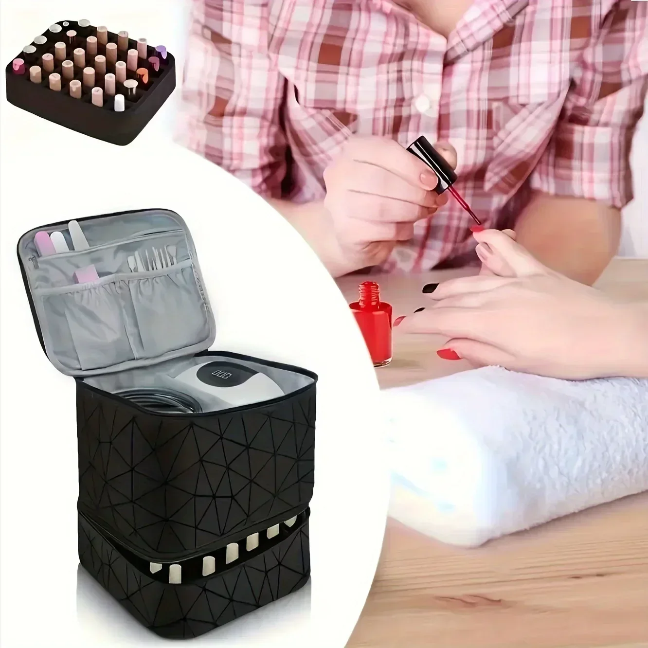 Storage Bag Women's Portable Double-layer Nail Polish Organizer Travel Essential Oil Storage Box Multi-function