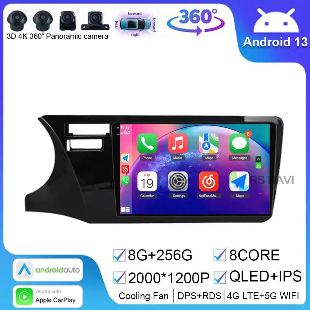 

Автомобильный мультимедийный плеер Carplay для Honda City 2014-2019, автомагнитола 2 Din, Android 14, стерео-навигация, головное устройство, Авторадио, GPS, авто