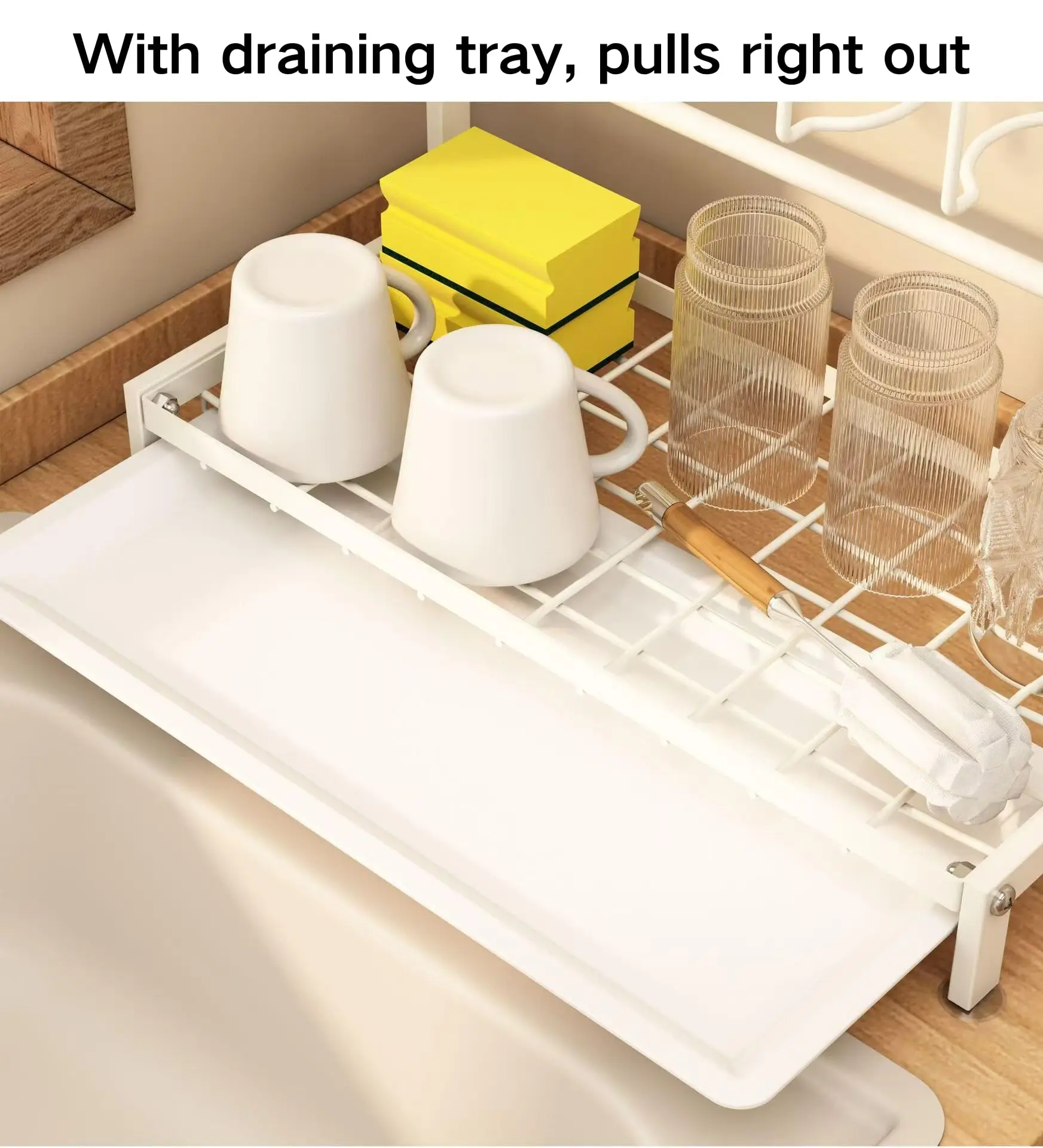 Metal Adjustable Tumbler Drying Rack For Stanley Cup Water Bottle Organizer For Kitchen Countertop White Thermos Holder 4