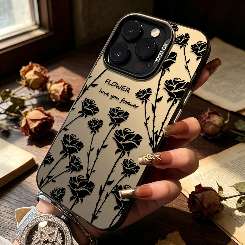Retro Art Black Rose Hard Phone Case
