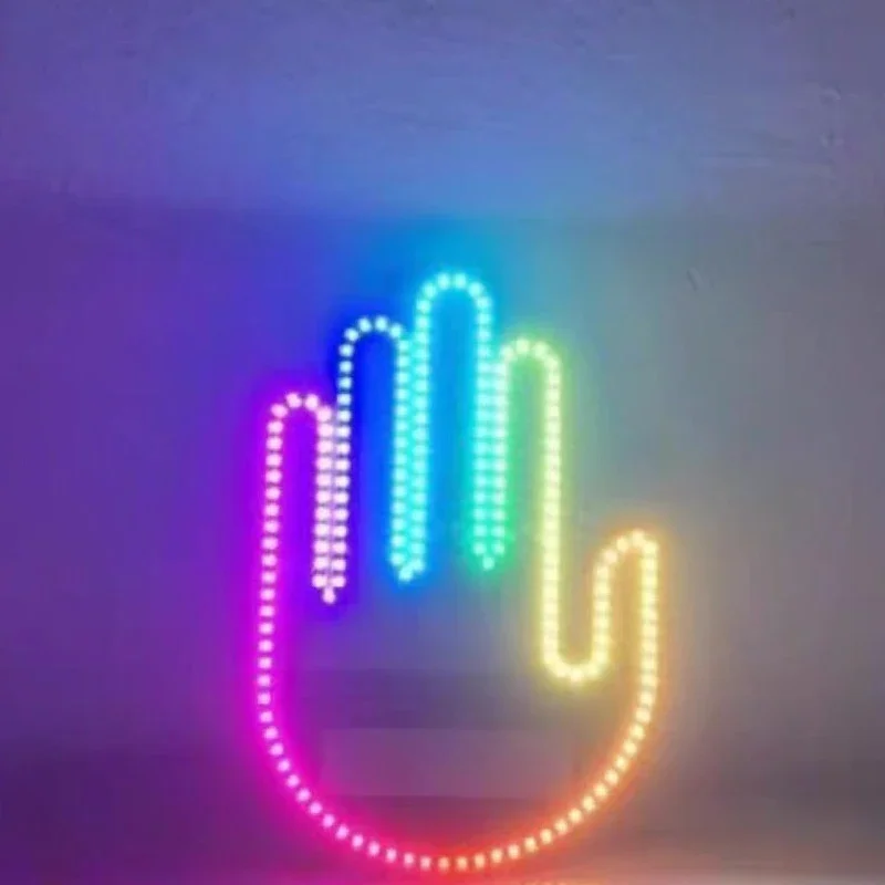 

LED Car Illuminations Gesture Finger Light With Remote Road Rage Signs Color Window Display Hand Middle Finger Light Car Gadgets