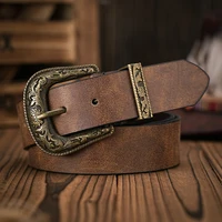Hommes - Femmes - Western Denim - cuir pu - Ceinture - Jeans vintage avec ceinture à boucle sculptée florale 2
