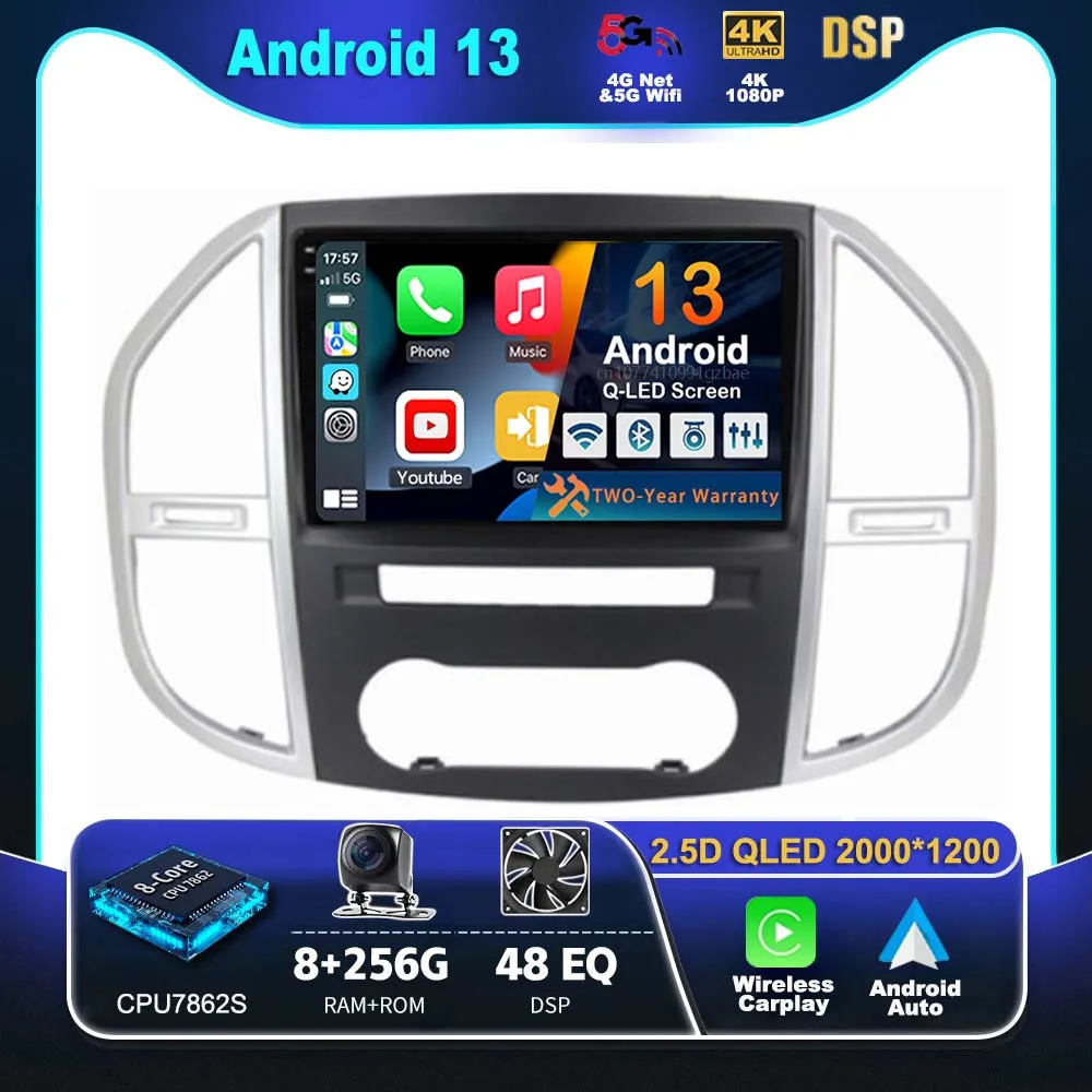 

Android 13 Carplay For Mercedes Benz Vito 3 W447 2014 - 2020 GPS Navigation Multimedia Video Car Radio Stereo DSP Head Unit 2din