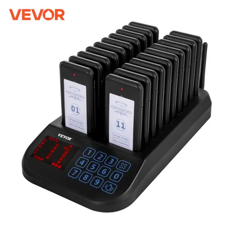VEVOR Restaurant Pager Calling Paging System 20 Coaster Receiver Restaurants Church Nurse Clinic Queue System Wireless Pagers