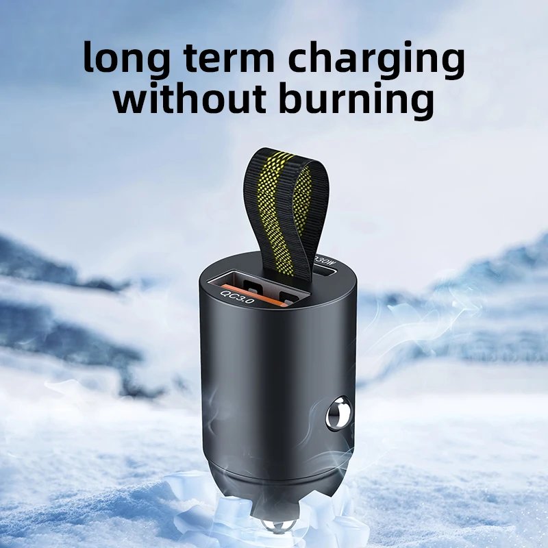 Mini USB Car Charger Super Fast Charging Type-C PD 30W Quick Charge Car Phone Charger Adapter for iPhone 15 16 Huawei Samsung