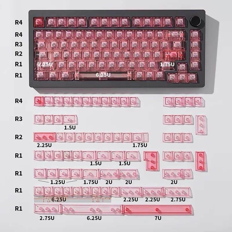 Aulidtch-teclado Transparente Rosa Keycap Ice pc Perfil Cereja Verde Cristal 157 Teclas Impressão uv para mx 60 65 85