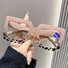 Square Large Frame Reading Glasses Anti Radiation and Anti Blue Light Presbyopia Glasses Simple and Colorful Ultra Light Glasses 3