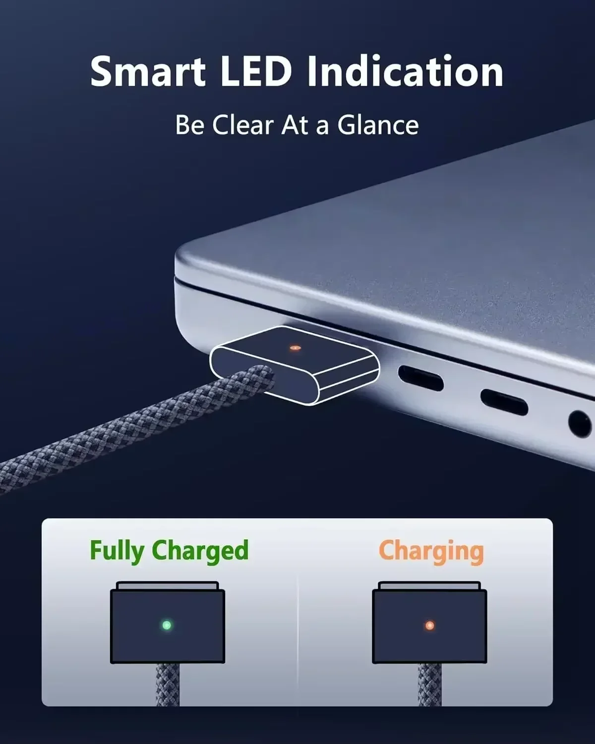 High-Power 140W USB-C Fast-Charging Cable - 2M Durable Braided Magnetic Cord