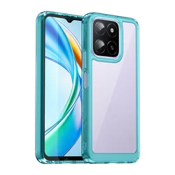 Transparent Colorful TPU Protective Phone Case - Clear Cover Shell for Honor X6b 5G (Green)