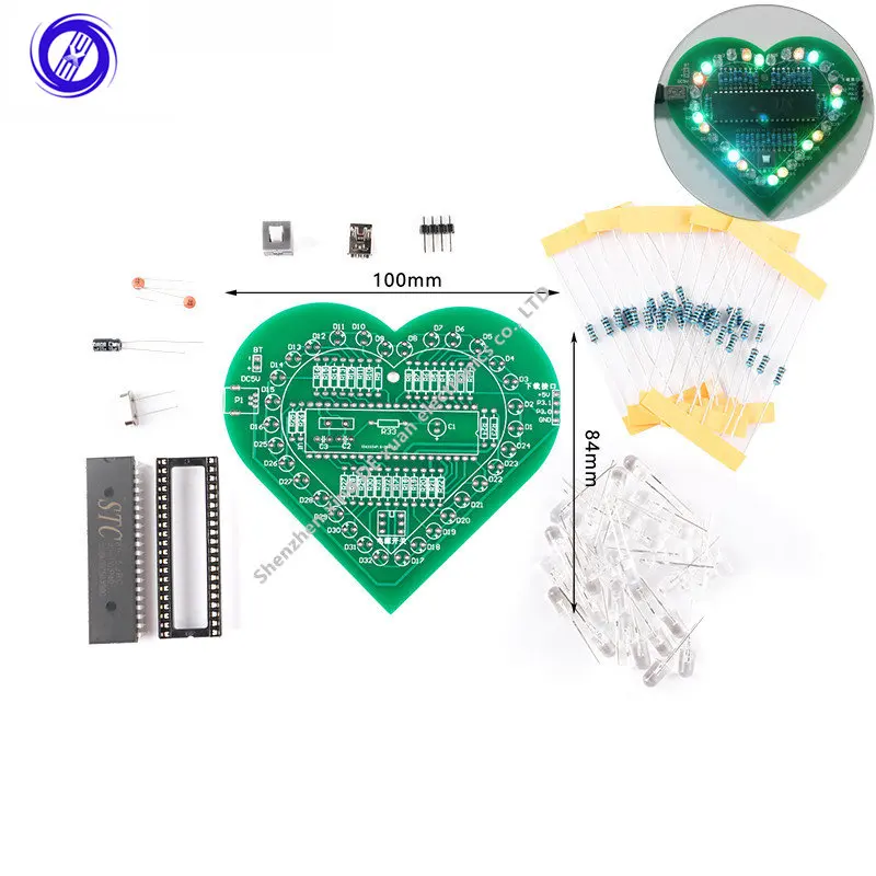 DIY Heart Shape Breathing Lamp Kit DC 4.5V 5V Breathing LED Suite