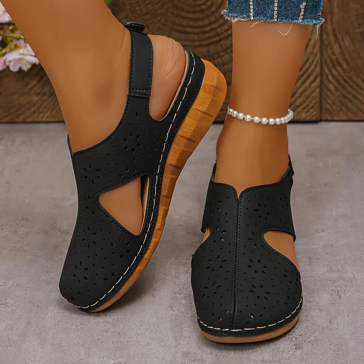 Summer 2026 Platform Fashion Sandals Hollow Out Buckle Roman Style Women Lightweight Slip-On Shoes Ladies_vogvips.com