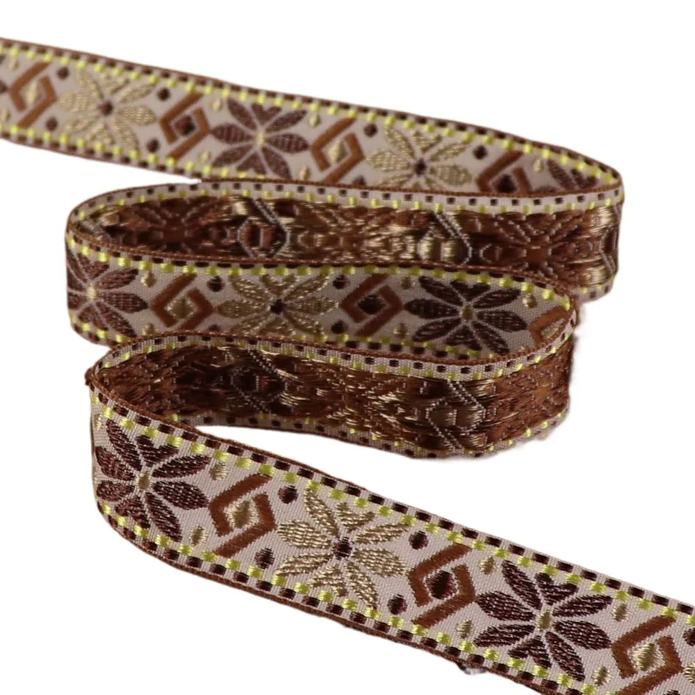 Sewing Ribbon 2.3cm Vintage Geometric Jacquard Embroidered Ribbons Webbing for Collar
